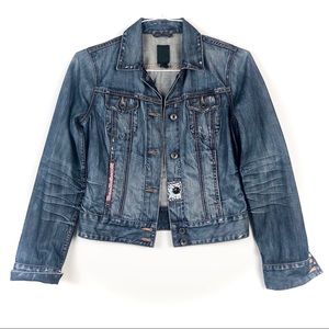 LUCKY BRAND denim jacket with patches XS